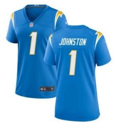 Women Los Angeles Chargers 1 Quentin Johnston Blue Stitched Game Jersey