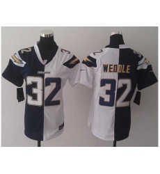 Women's Nike San Diego Chargers #32 Eric Weddle Navy Blue White Stitched NFL Elite Split Jersey