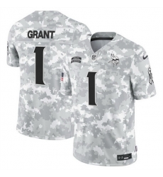 Men Minnesota Vikings 1 Bud Grant 2024 F U S E Arctic Camo Salute To Service Limited Stitched Football Jersey