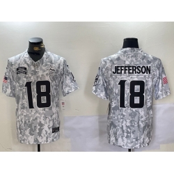 Men Minnesota Vikings 18 Justin Jefferson 2024 F U S E Arctic Camo Salute To Service Limited Stitched Football Jersey