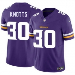 Men Minnesota Vikings  30 Shaleak Knotts Purple 2026 Draft F U S E  Vapor Untouchable Limited Stitched Jersey
