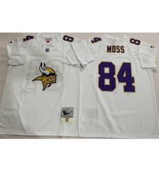 Men Minnesota Vikings 84 Randy Moss White Throwback Stitched Football Jersey Men Minnesota Vikings 84 Randy Moss White Throwback Stitched Football Jersey