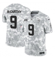 Men Minnesota Vikings 9 J J  McCarthy 2024 F U S E Arctic Camo Salute To Service Limited Stitched Football Jersey