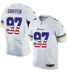 Mens Nike Minnesota Vikings 97 Everson Griffen Elite White Road USA Flag Fashion NFL Jersey