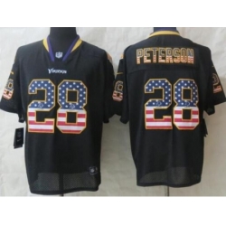 Nike Minnesota Vikings 28 Adrian Peterson Black Elite USA Flag Fashion NFL Jersey