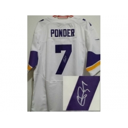 Nike Minnesota Vikings 7 Christian Ponder White Elite Signed NFL Jersey