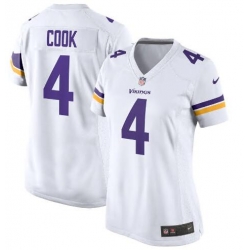 Women Minnesota Vikings 4 Dalvin Cook White Vapor Untouchable Stitched Jersey