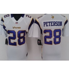 Women Nike Minnesota Vikings 28 Peterson White Nike NFL Jerseys