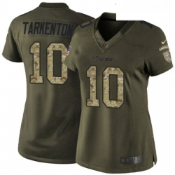 Womens Nike Minnesota Vikings 10 Fran Tarkenton Elite Green Salute to Service NFL Jersey