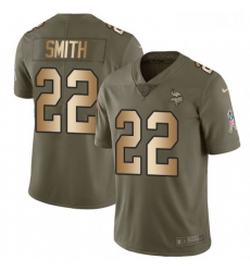 Youth Nike Minnesota Vikings 22 Harrison Smith Limited OliveGold 2017 Salute to Service NFL Jersey