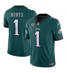 Men Philadelphia Eagles 1 Jalen Hurts Green 2023 F U S E  With C Patch Vapor Untouchable Limited Stitched Football Jersey