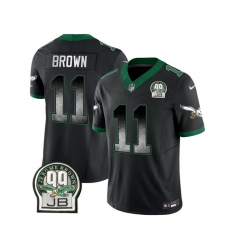 Men Philadelphia Eagles 11 A  J  Brown Black 2023 F U S E  Throwback Vapor Untouchable Limited Stitched Football Jersey