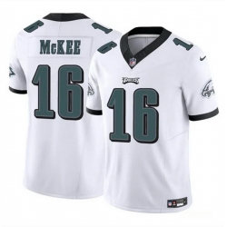 Men Philadelphia Eagles 16 Tanner McKee White 2024 F U S E  Vapor Untouchable Limited Stitched Football Jersey