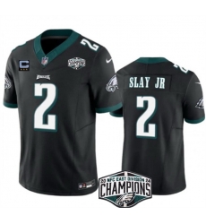 Men Philadelphia Eagles 2 Darius Slay JR Black 2024 NFC East Champions With 3 Star C Patch F U S E  Vapor Untouchable Limited Stitched Football Jersey