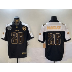 Men Philadelphia Eagles 26 Saquon Barkley Black Gold 2024 New F U S E  With 3 Star C Patch Stitched Football Jersey 1