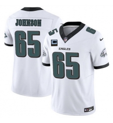 Men Philadelphia Eagles 65 Lane Johnson White 2025 F U S E  With 4 Star C Patch Vapor Untouchable Limited Stitched Football Jersey