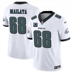 Men Philadelphia Eagles 68 Jordan Mailata White 2025 F U S E  With 2 Star C Patch Vapor Untouchable Limited Stitched Football Jersey