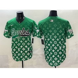 Men Philadelphia Eagles Blank Green With Patch Limited Stitched Baseball Jersey