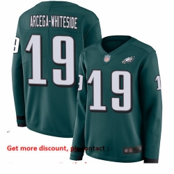 Eagles 19 JJ Arcega Whiteside Midnight Green Team Color Women Stitched Football Limited Therma Long Sleeve Jersey