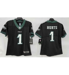 Women Philadelphia Eagles 1 Jalen Hurts Black New Vapor Untouchable Limited Stitched Football Jersey Women Philadelphia Eagles 1 Jalen Hurts Black New Vapor Untouchable Limited Stitched Football Jersey