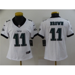 Women Philadelphia Eagles 11 A  J  Brown White Vapor Stitched Football Jersey