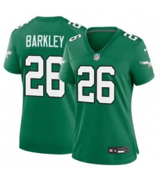 Women Philadelphia Eagles 26 Saquon Barkley Green 2023 F U S E Vapor Untouchable Limited Throwback Stitched Football Jersey