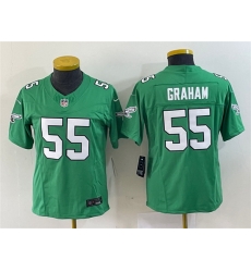 Women Philadelphia Eagles 55 Brandon Graham Green 2023 F U S E  Stitched Football Jersey  Run Small