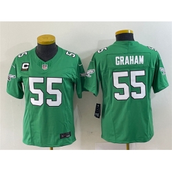 Women Philadelphia Eagles 55 Brandon Graham Green 2023 F U S E  With C Patch Stitched Football Jersey  Run Small