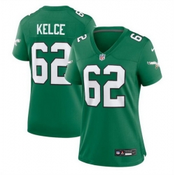 Women Philadelphia Eagles 62 Jason Kelce Green Stitched Football Jersey  Run Small