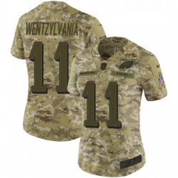 Womens Nike Philadelphia Eagles 11 Carson Wentz Camo Wentzylvania Limited 2018 Salute to Service NFL Jersey