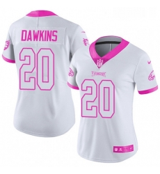 Womens Nike Philadelphia Eagles 20 Brian Dawkins Limited WhitePink Rush Fashion NFL Jersey