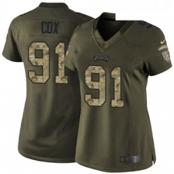 Womens Nike Philadelphia Eagles 91 Fletcher Cox Elite Green Salute to Service NFL Jersey