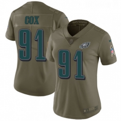 Womens Nike Philadelphia Eagles 91 Fletcher Cox Limited Olive 2017 Salute to Service NFL Jersey