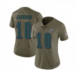 Womens Philadelphia Eagles 10 DeSean Jackson Limited Olive 2017 Salute to Service Football Jersey