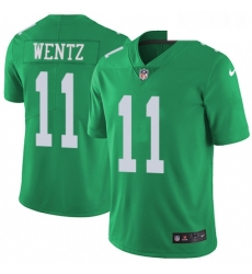 Youth Nike Philadelphia Eagles 11 Carson Wentz Limited Green Rush Vapor Untouchable NFL Jersey