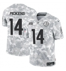 Men Pittsburgh Steelers 14 George Pickens 2024 F U S E Arctic Camo Salute To Service Limited Stitched Football Jersey