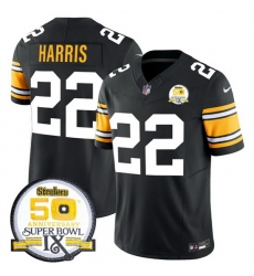 Men Pittsburgh Steelers 22 Najee Harris Black 2024 F U S E 50th Anniversary Of Super Bowl IX Vapor Untouchable Limited Stitched Jersey