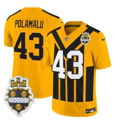 Men Pittsburgh Steelers 43 Troy Polamalu Gold 1933 F U S E  Throwback Alternate Football Stitched Football Jersey