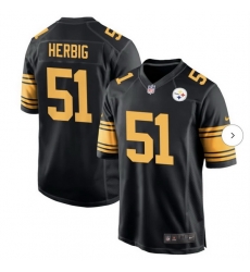 Men Pittsburgh Steelers 51 Nick Herbig Black Color Rush Limited Jersey