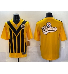 Men Pittsburgh Steelers Team Big Logo Gold 1933 Throwback Alternate Stitched Football Jersey