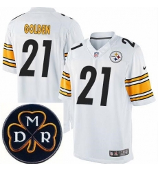 Men's Nike Pittsburgh Steelers #21 Robert Golden Elite White NFL MDR Dan Rooney Patch Jersey