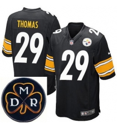 Men's Nike Pittsburgh Steelers #29 Shamarko Thomas Elite Black NFL MDR Dan Rooney Patch Jersey