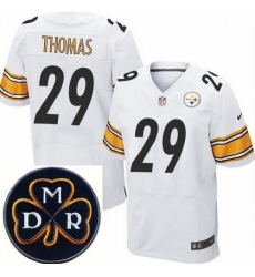 Men's Nike Pittsburgh Steelers #29 Shamarko Thomas Elite White NFL MDR Dan Rooney Patch Jersey