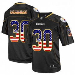 Mens Nike Pittsburgh Steelers 30 James Conner Elite Black USA Flag Fashion NFL Jersey