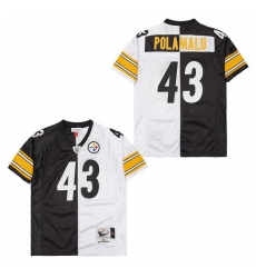 Men's Pittsburgh Steelers Troy Polamalu #43 White Black Split Stitched NFL Football Jersey