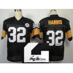 Pittsburgh Steelers 32 Franco Harris Black Throwback M&N Signed NFL Jerseys