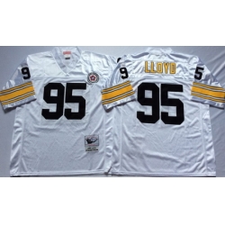 Steelers 95 Greg Lloyd White Throwback Jersey