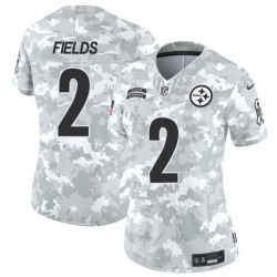 Women Pittsburgh Steelers 2 Justin Fields 2024 F U S E Arctic Camo Salute To Service Limited Stitched Football Jersey