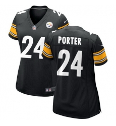 Women Pittsburgh Steelers 24 Joey Porter Jr  Black Stitched Game Jersey