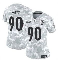 Women Pittsburgh Steelers 90 T  J  Watt 2024 F U S E Arctic Camo Salute To Service Limited Stitched Football Jersey